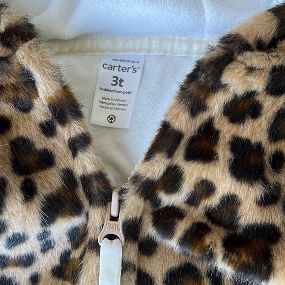 Faux fur leopard vest with hood - Picture 2 of 4
